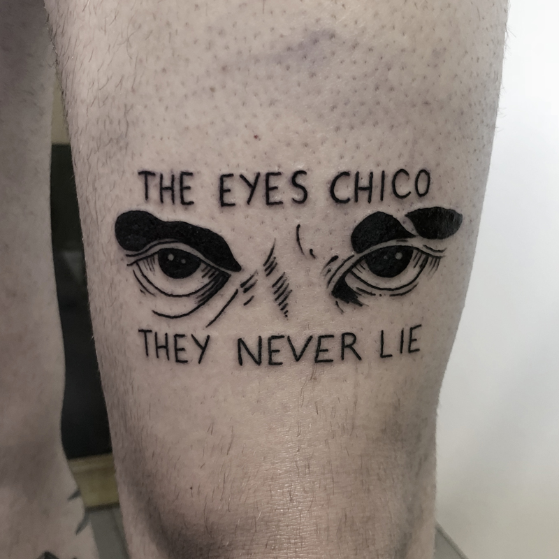 Blackwork tattoo the eyes chico